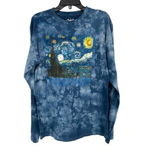 Philcos Van Gogh Starry Night Long Sleeve Shirt 100% Cotton Blue Size Small NWT